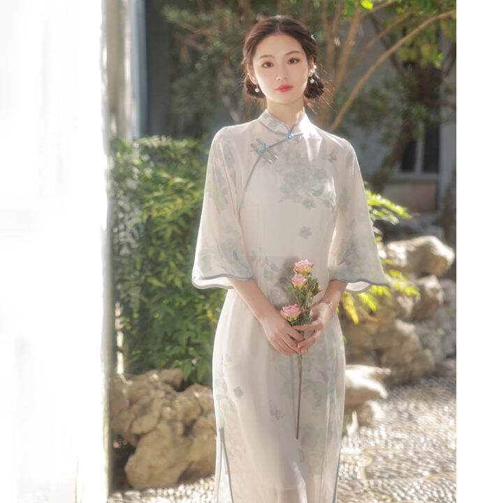 ปรับปรุง-cheongsam-2022-zen-เสื้อผ้าเทแขนเสื้อชาศิลปะวิธีโบราณสดและสง่างามพุทธ-zen-ชาเสื้อผ้า-female