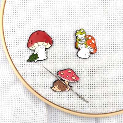 ◘ Needle Minder Magnetic Mushroom Anime Needle Magnet Pin Holder Cross Stitch Embroidery Project DIY Needle Keeper Finder Sewing