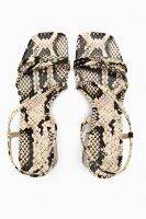 zaraˉ 2023 Summer New Thick Heel Snake Animal Print High Heel Womens Sandals with Decoration