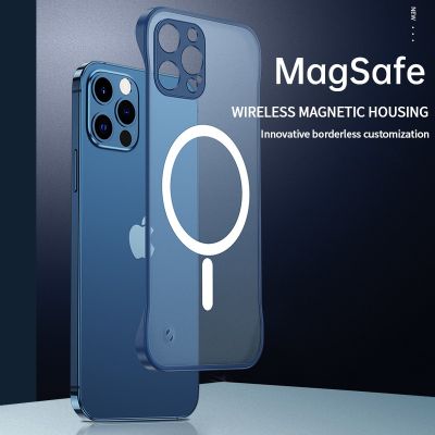 [สินค้าใหม่ในสต็อก] อัลตร้าบาง Frameless TPU กันชนเคลือบแม่เหล็ก Macsafe กรณีสำหรับ Magsafe IPhone 12 13 Pro Max 14บวก13Pro 14Pro Mac ปลอดภัยปก