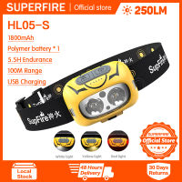 Supfire HL05-S ไฟหน้าตกปลาท่องเที่ยวแบบตั้งแคมป์โคมไฟ Led พร้อมเซ็นเซอร์ตรวจจับการเคลื่อนไหวกันน้ำแบบชาร์จ Usb ไฟหน้า