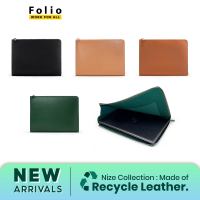 Folio : Nize Laptop Zip Holder กระเป๋าใส่แล็ปท็อป ผลิตจากหนังแท้รีไซเคิล รหัสสินค้า 19223