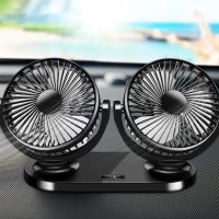 ☍✳ hanmu56 ventilador de carro cabeça dupla direção ajustável pequeno com três lâminas usb portátil autoadesivo