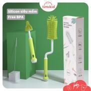 Bộ cọ rửa xoay 360 độ bình sữa, núm ty silicon 2 chi tiết chắc chắn cho bé