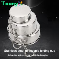 ☒ Stainless steel folding cup with keychain camping portable telescopic cup outdoor travel handy water cup with Lid wine glass