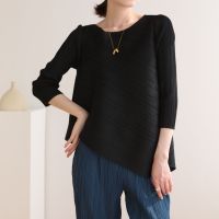 ☬❄∋  Free Size Autumn And Spring Ins Style Pleated Top Loose Comfortable Fresh Personality Fashion T-Shirt 7161