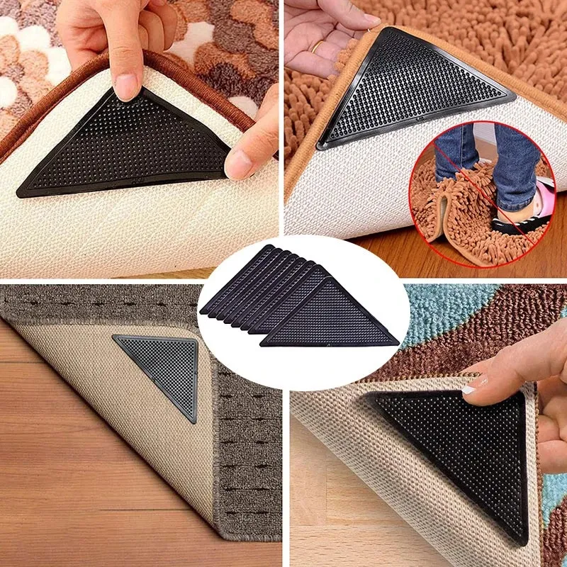 4pcs Black Anti-slip Carpet Gripper