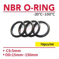 10pcs NBR O Ring Seal Gasket CS 5mm OD 15~150mm Nitrile Butadiene Rubber Spacer Oil Resistance Washer Round Shape Black Bearings Seals