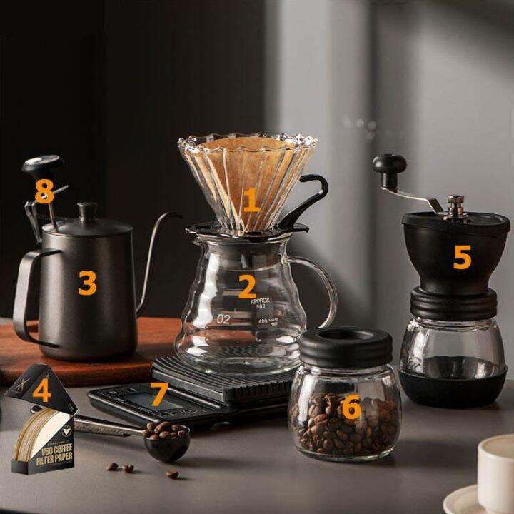 กาดริปกาแฟ-v60-ดริปกาแฟ-ชุดดริปกาแฟ-หม้อต้มกาแฟ-300-500-coffee-drip-set-no-2010