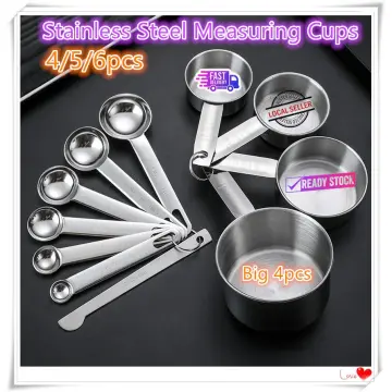 4Pcs Stainless Steel+PP Measuring Cups Spoons Kitchen Baking