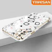 YIWESAN เคสสำหรับ Xiaomi MI POCO เคส M3การ์ตูนน่ารักลายข้าวปั้นแพนด้าใหม่กรอบสี่เหลี่ยมเคลือบซิลิกาเจลนิ่มกันกระแทกเคสมือถือฝาครอบป้องกันเลนส์กล้องถ่ายรูป