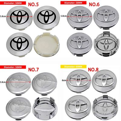 4ชิ้นเซ็ต5.8ซม. 6ซม. 6.2ซม. รถศูนย์ล้อ Hub Caps สำหรับ Toyota Land Cruiser Vios High Lander Previa Sienna Camry Corolla Tundra Auto ป้ายสัญลักษณ์