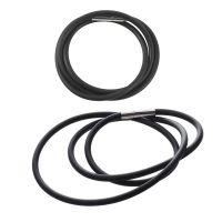 2 Pcs 3mm Fashion Rubber Cord Necklace with Stainless Steel Closure - Black 19.75 Inch &amp; 16 Inch