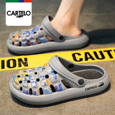 Cartelo crocodile hole shoes mens summer and driving dual-use sandals slippers beach non-slip Baotou drag