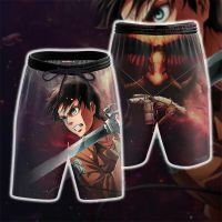 Anime Attack on Titan Beach Shorts ผู้ชายฮาราจูกุแฟชั่น 3D Shingeki No Kyojin พิมพ์กางเกงขาสั้นท่องกางเกงว่ายน้ำกางเกงว่ายน้ำชุดว่ายน้ำ