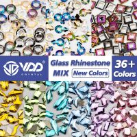 VDD 100/500Pcs New Color Mixed Shape Glass Crystal Rhinestones Flatback Strass Glitter Shiny Nail Art DIY Decoration Accessories