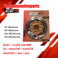 จานดิส 220 MM ยี่ห้อ CCP หน้าเรียบ  wave 110i 125 125i msx pcx เวฟ จานเบรค กัดลาย