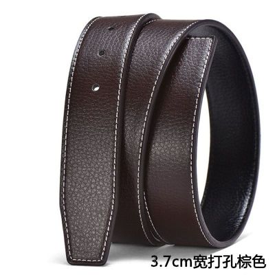 Belt without head, mens smooth buckle 3.3cm, punching needle buckle, cow leather pants belt, womens 3.7  DGE7