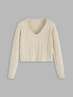 Cider Solid Cable Knit Crop Sweater