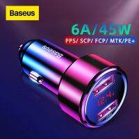 ที่ชาร์จในรถยนต์จาก Baseus ที่6A อย่างรวดเร็ว45W สอง USB ประเภท C ที่ชาร์จเร็วสำหรับ QC4.0 PD3.0 IPhone13 Pro Xiaomi ชาร์จโทรศัพท์ Samsung รถได้อย่างรวดเร็ว