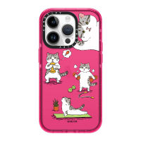 《KIKI》Original glitter CASE.TIFY Cute Phone Case for iphone 14 14plus 14pro 14promax 11 12 13promax High-end shockproof hard case Beautiful Cartoon Sports fitness kitten doodle pattern 2023 Official New Design Luxury elegant Style Pink