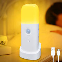 LED Dimming Inligent Infrared Human Body Sensor Light USB Charging Bedside Night Light Is Suitable for Childrens Bedroom New