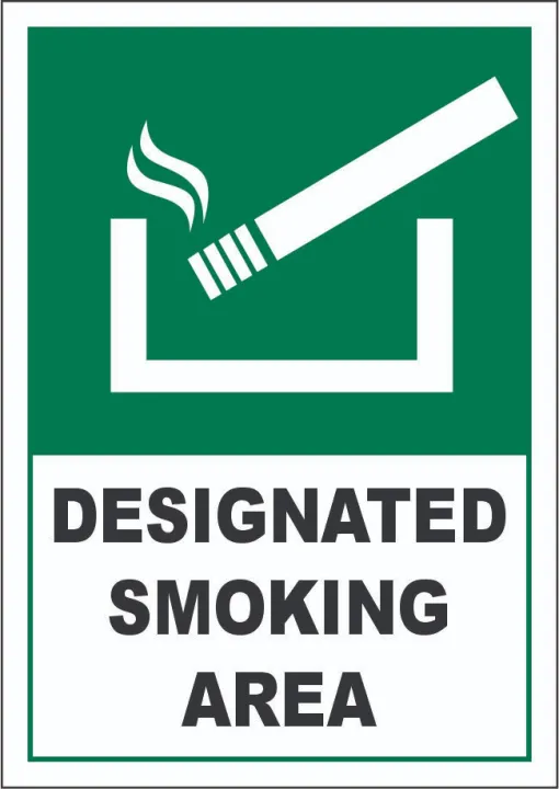 Designated Smoking Area Sign Safety Signage Vinyl Sticker Lamination ...