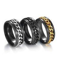 UAGE Cool Stainless Steel Rotatable Men Ring High Quality Spinner Chain Punk Women Jewelry for Party Gift