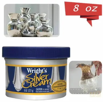 Wright's Silver Cleaner and Polish Cream - 8 Ounce with Polishing Cloth -  Ammonia-Free - Gently Clean and Remove Tarnish without Scratching