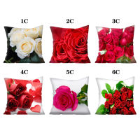 1pcs Red Flower Cushion Cover Polyester Throw Sofa Pillow Case Super Soft Plush Cushion Cover Festive Home Decorative Cushions