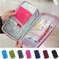 Women Wallets Unisex Travel Passport Case Credit ID Card Cash Wallet Purse Holder Solid Color Zipper Wallet Document Bag