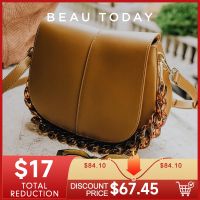 【jw】┋✥  BEAU TODAY Shoulder Handbags Leather Texture Chain Hand Carry Female Messenger 62036