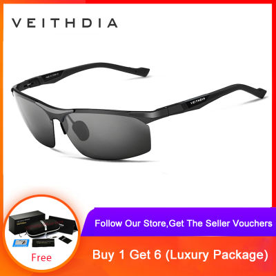 VEITHDIA แว่นกันแดด Polarized ผลิตจากวัสดุแมกนีเซียมอลูมิเนียม แว่นตากันแดด แว่นโพลาไรซ์ สำหรับผู้ชาย –  6589