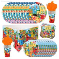 ❂ Sesame Street Theme Party Decoration Disposable Tableware Cup Plate Tablecloth Banner Cake Insert Balloons Baby Shower Supplies