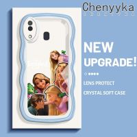 Chenyyka เคส M10s A20s A20 A30ลายการ์ตูนแฟชั่นพันกันเคสซิลิโคนเคสโทรศัพท์แบบใสขอบเป็นคลื่นสีครีมน่ารักป้องกันเลนส์กล้องถ่ายรูปโปร่งใสเคสนิ่ม