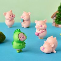 Kawaii Pig Resin Diy Decoration Figurines Dollhouse Moss Terrarium Landscape Accessories Garden Miniatures Room