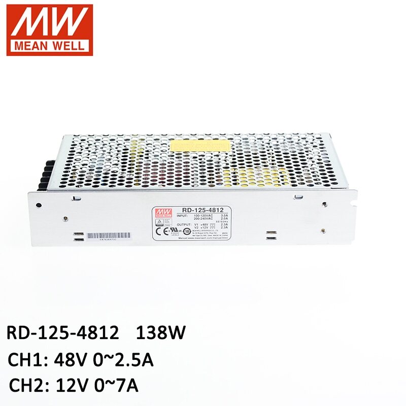 MEAN WELL NEW RD-125-1248 12V 48V 2.3A 130W Dual Output Switching Power Supply 