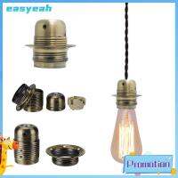 EASYEAH โลหะผสมชุบโลหะ ที่ใส่หลอดไฟ E27เอดิสัน อุปกรณ์เสริมแสง DIY ฟันเต็มรูปแบบ ฐานโคมไฟสกรู เรโทร แกนเซรามิกส์ ซ็อกเก็ตไฟพร้อมวงแหวน บ้านในบ้าน