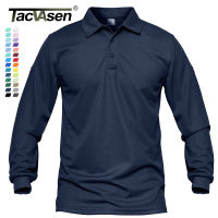 TACVASEN Men Tactical T-Shirts Work Polos Summer Quick Dry T-Shirts Long Sleeve Lightweight Pique Jersey Golf T-Shirts Tee Tops