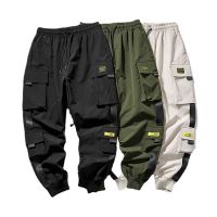 2022 New Joggers Cargo Pants for Men Casual Hip Hop Pocket Male Trousers Sweatpants Streetwear Ribbons Techwear Harem Pants