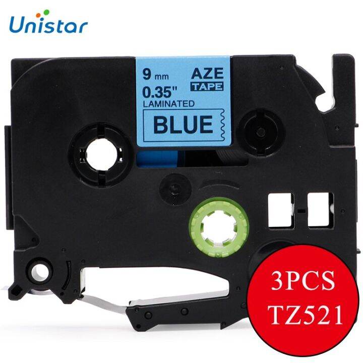 3-pieces-label-printer-ribbons-compatible-for-brother-p-touch-tape-9mm-black-on-blue-brother-tze521-tz521-free-shipping