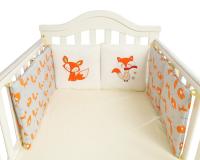 6PcsSet Baby Bed Protector Crib Bumper Pads Cartoon Fox Baby Bed Bumper in the Crib Cot Bumper Safety Cotton Blend Baby Bedding