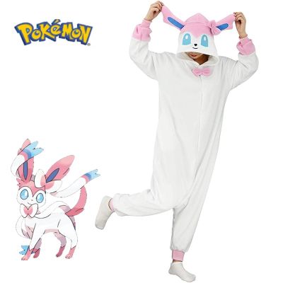 SHUAIYI ชุดSylveon pijamas pokemon คอสเพลย์ traje para ฮาโลวีน natal feminino อะนิเมะ uma peça kigurumi velo de corpo inteiro