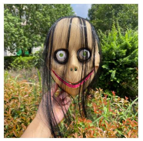 Ready Stock/ Halloween Scary MOMO Party Mask Horror Full Head with Wig Mask Costume Festival Ghost Party Show Stage