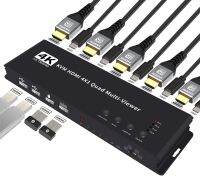 4K เครื่องดูอเนกประสงค์4อิน1เอาต์พุต KVM HDMI สวิตช์ KVM สำหรับ HDMI 4X1หน้าจอมัลติวิวเวอร์ไร้รอยต่อสำหรับคีย์บอร์ดเมาส์4แชร์พีซี