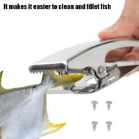 Bitak Stainless Steel Fish Fillet Clamp Deep-jaw Fish Tail Clip With Mounting Screws For Fishing Board Pesca Fish Cleaning เครื่องมือ 2023