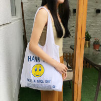 YILE Cotton Linen Eco shopping Tote Vest Shoulder Bag Print Smiling Face Have a Nice Day CY01