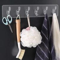 3/6 Row Multifunction Transparent Hooks Hat Clothes Coat Hanger Towel Holder Door Hook Kitchen Bathroom Home Storage Tools