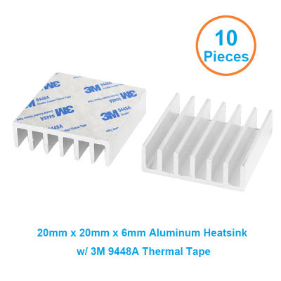 10pcs/lot Aluminum Heatsink 20*20*6mm Electronic Chip Radiator Cooler w/ Thermal Double Sided Adhesive Tape for IC 3D Printer Adhesives Tape