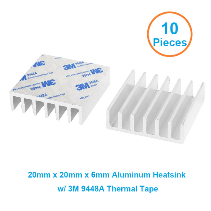 10pcs-lot-aluminum-heatsink-20-20-6mm-electronic-chip-radiator-cooler-w-thermal-double-sided-adhesive-tape-for-ic-3d-printer-adhesives-tape